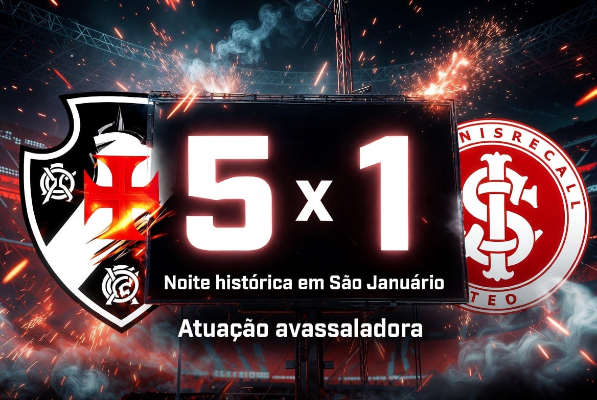Vasco atropela o Internacional em noite caótica marcada por paralisação e goleada em São Januário