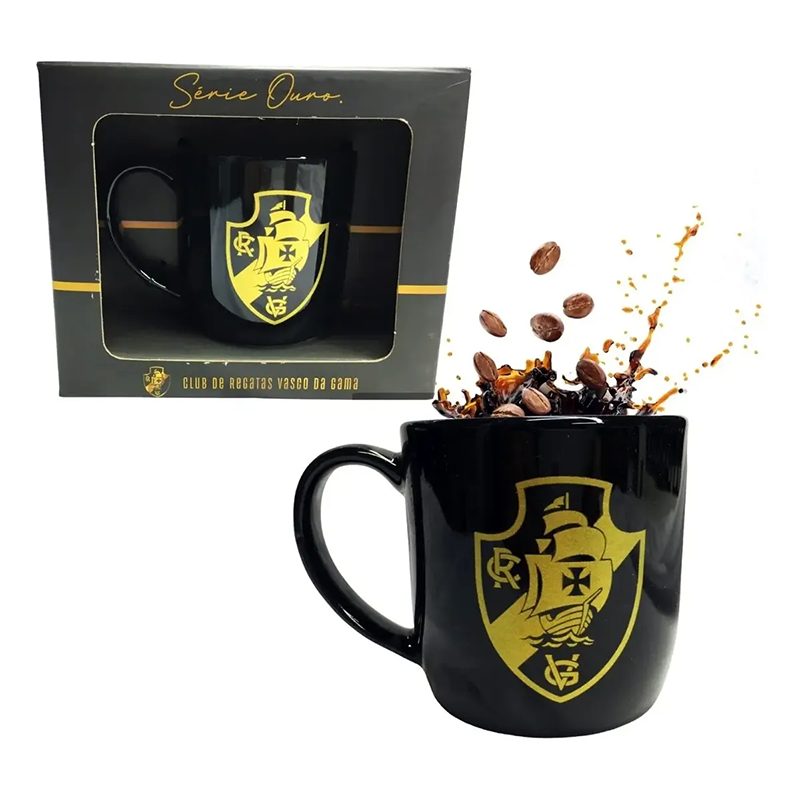 Caneca de Porcelana Vasco 300ml – Edição Oficial Série Ouro