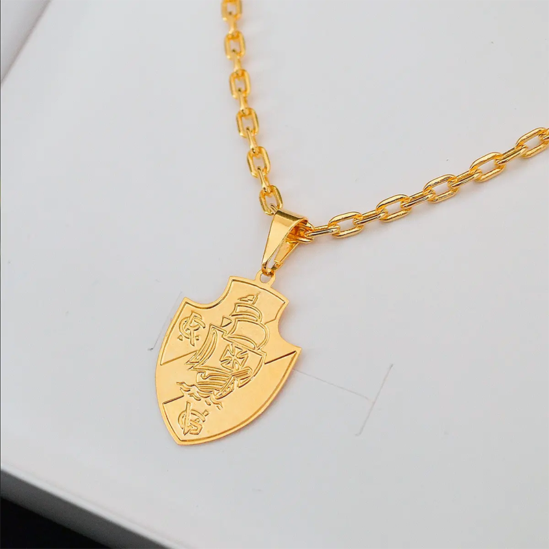 Colar Oficial Vasco – Corrente Elos Cadeado Banhada a Ouro 18k