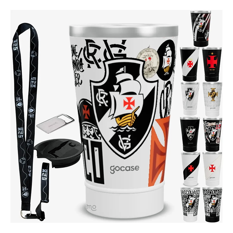 Copo Térmico Vasco Gocase 470ml Branco – Kit Completo