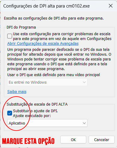Substituir o ajuste de DPI